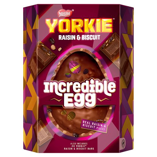 Yorkie Raisin & Biscuit Giant Inclusion Egg 388g pack shot