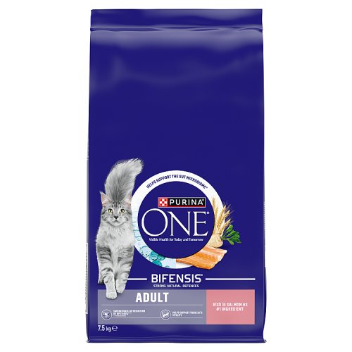 Purina ONE Adult Cat Salmon & Wholegrains 7.5kg pack shot