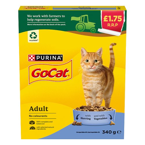Purina Go Cat With Veg Dry Cat Food PM £1.75 340g pack shot