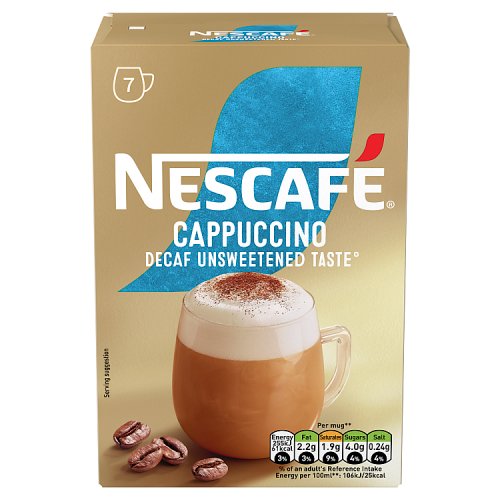 Nescafe Sachets Gold Cappuccino Decaf Unsweetened 7s (7 x 15g) pack shot