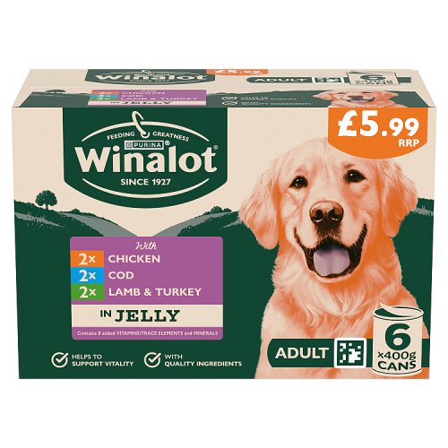 Winalot Classics Mixed in Jelly Wet Dog Food 6pk (6 x 400g) PMP pack shot