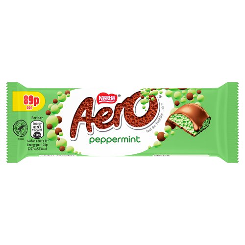 Aero Bubbly Bar Peppermint PM 89p 36g pack shot