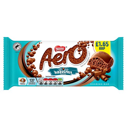 Aero Choco Hazelnut Flavour Sharing Bar PM £1.65 90g pack shot