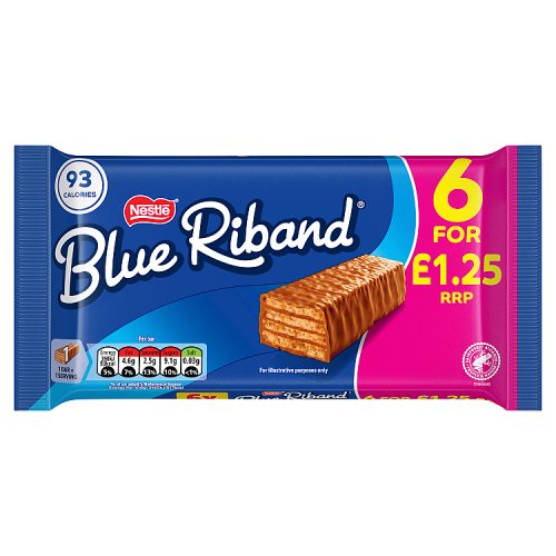 Blue Riband PM £1.25 6pk (6 x 18g) pack shot