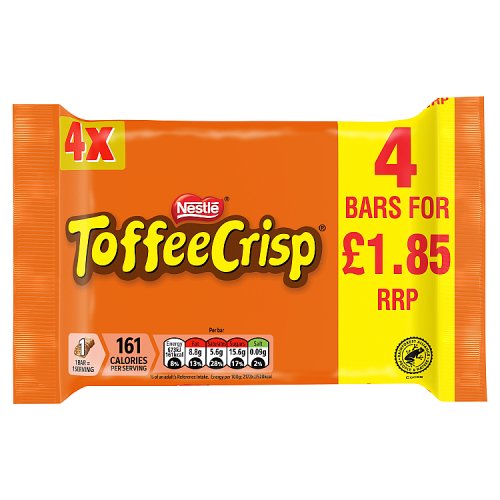 Toffee Crisp 4pk PM £1.85 (4 x 31g) pack shot