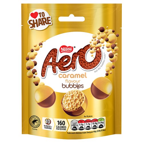 Aero Bubbles Caramel Pouch 92g pack shot