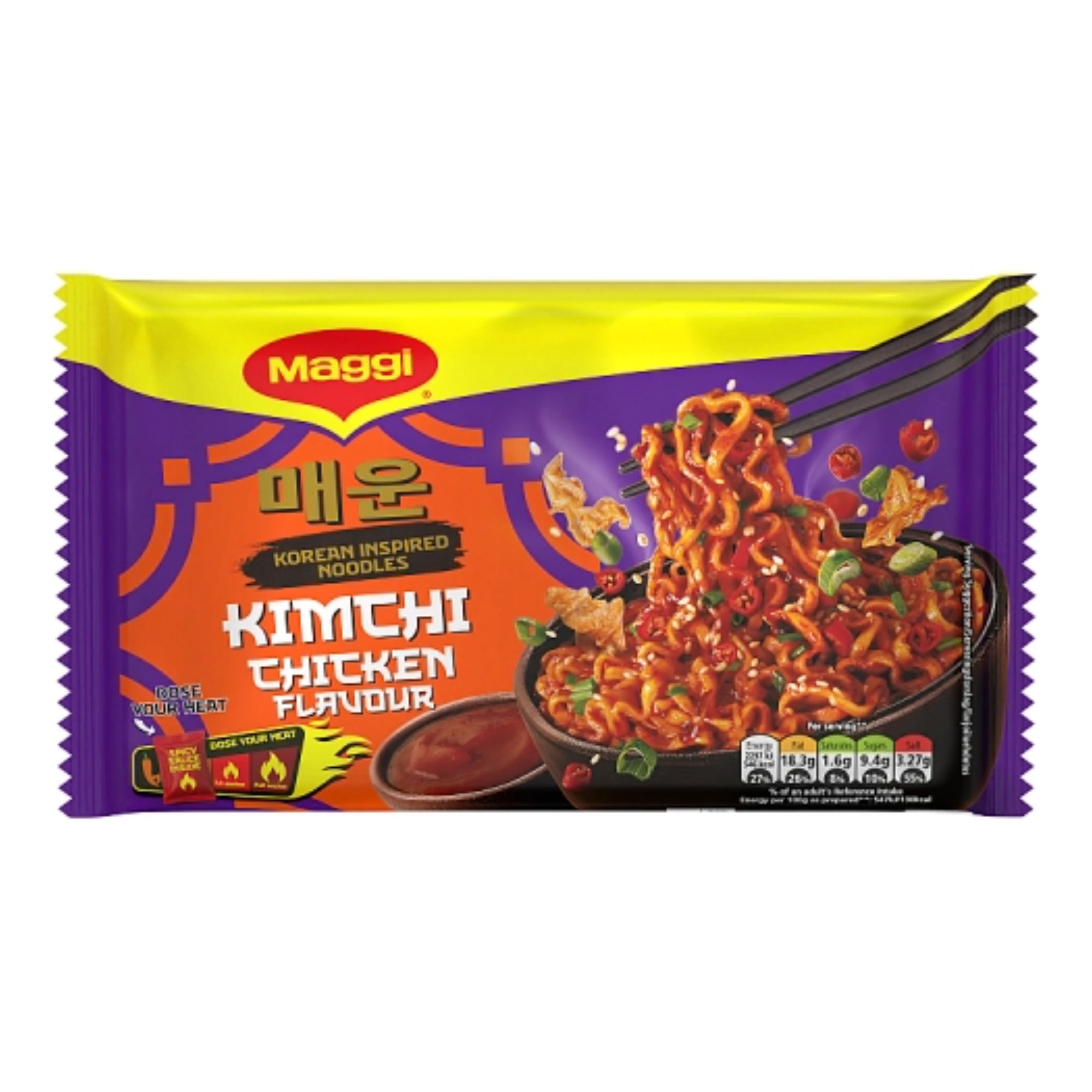 Maggi Korean Spicyy Noodles Kimchi Chicken 130g pack shot
