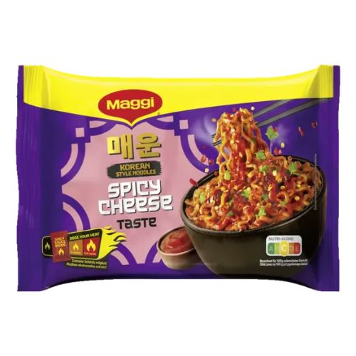 Maggi Korean Spicy Cheese Noodles 130g pack shot