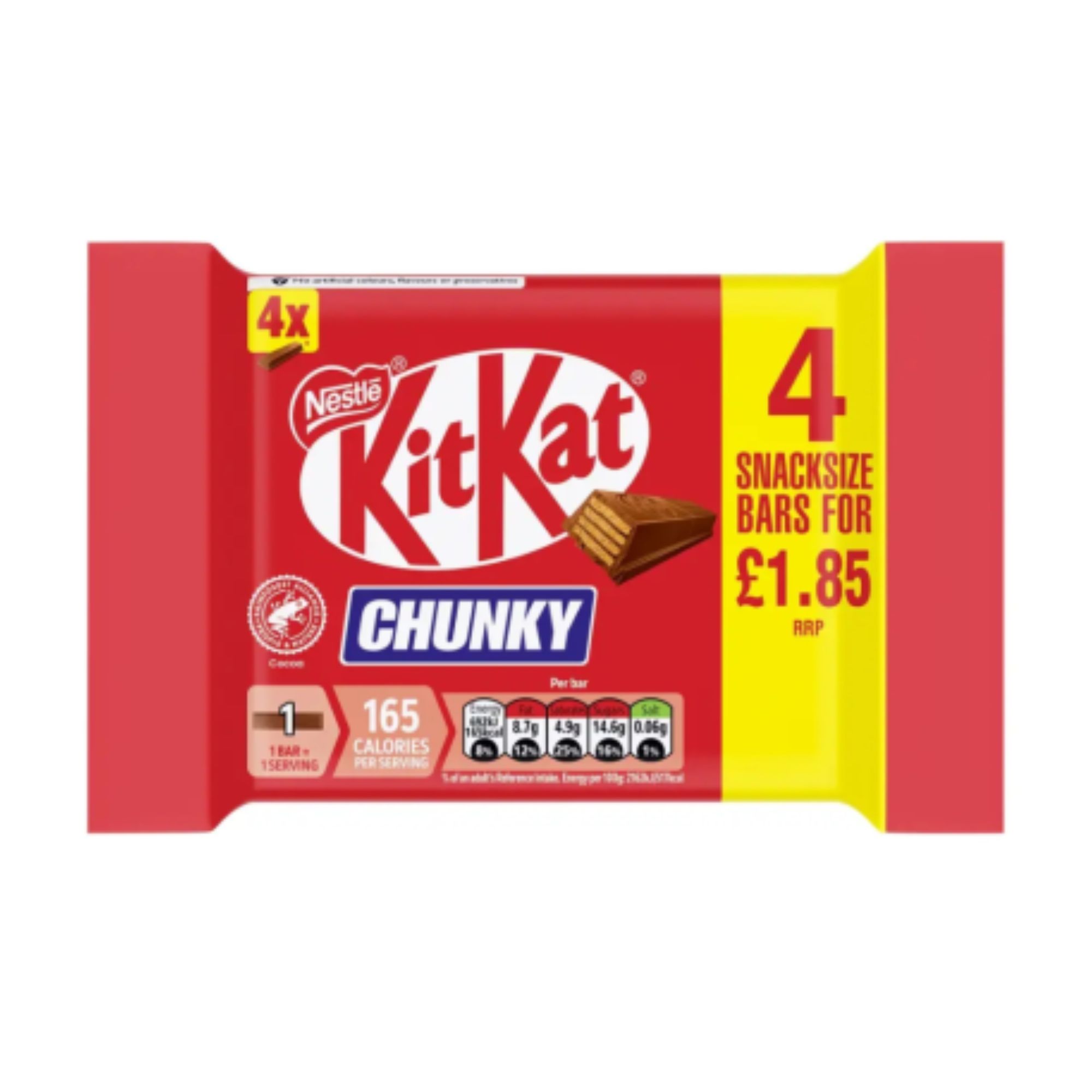 KitKat Chunky Milk PM £1.65 4pk (4 x 8g) pack shot