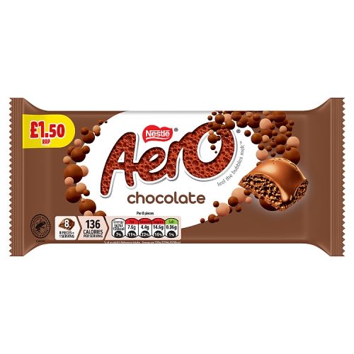 Aero Milk Chocolate Sharing Bar PM £1.50 90g pack shot