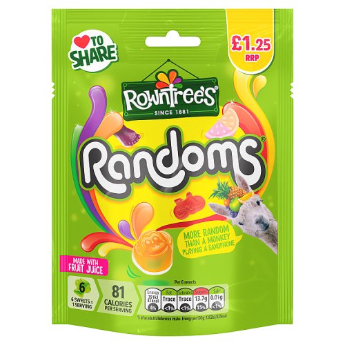 Rowntrees Randoms Pouch PM £1.25 120g pack shot