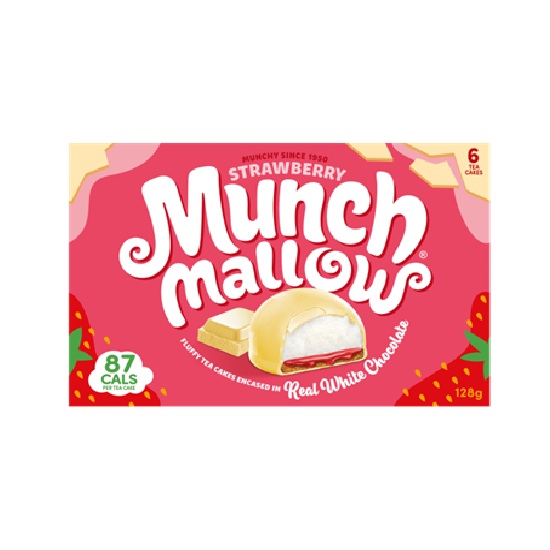 Munchmallow White Choco Strawberry Cake128g pack shot