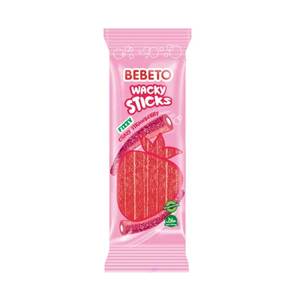 Bebeto Wacky Sticks Fizzy Strawberry 160g pack shot