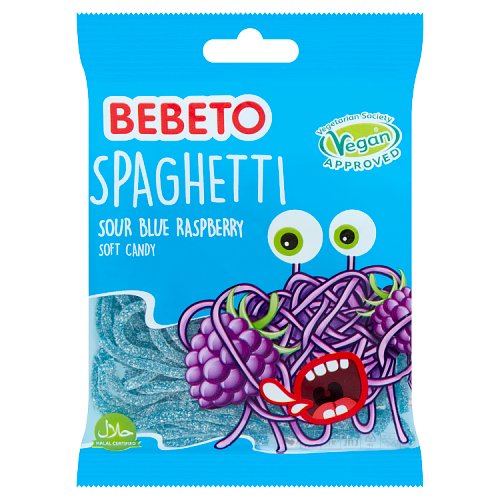 Bebeto Fizzy Blue Raspberry Spaghetti 70g PM 50p pack shot