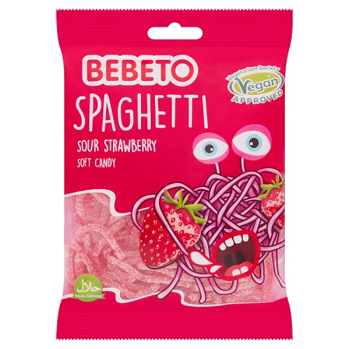 Bebeto Fizzy Strawberry Spaghetti 70g PM 50p pack shot