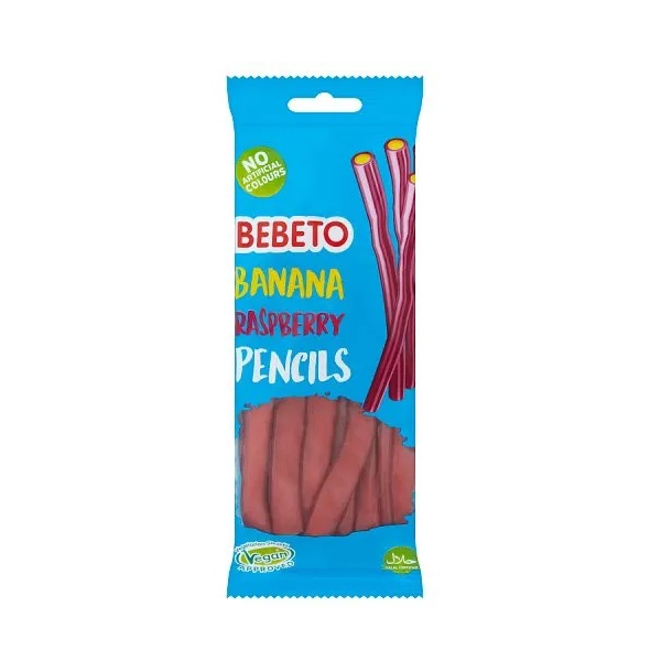 Bebeto Banana Raspberry Pencils 160g PM £1 pack shot