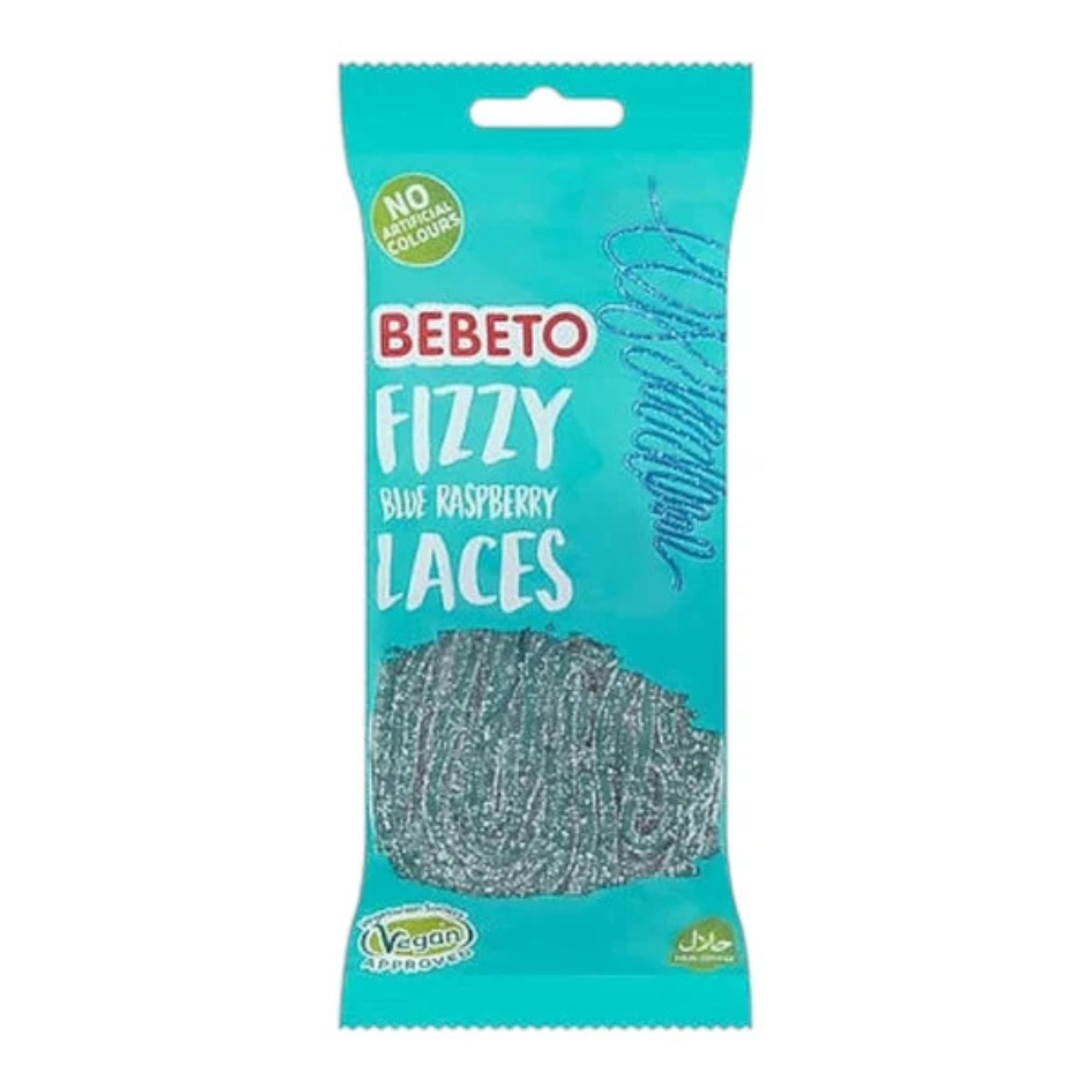 Bebeto Fizzy Blue Raspberry Happy Laces 140g pack shot