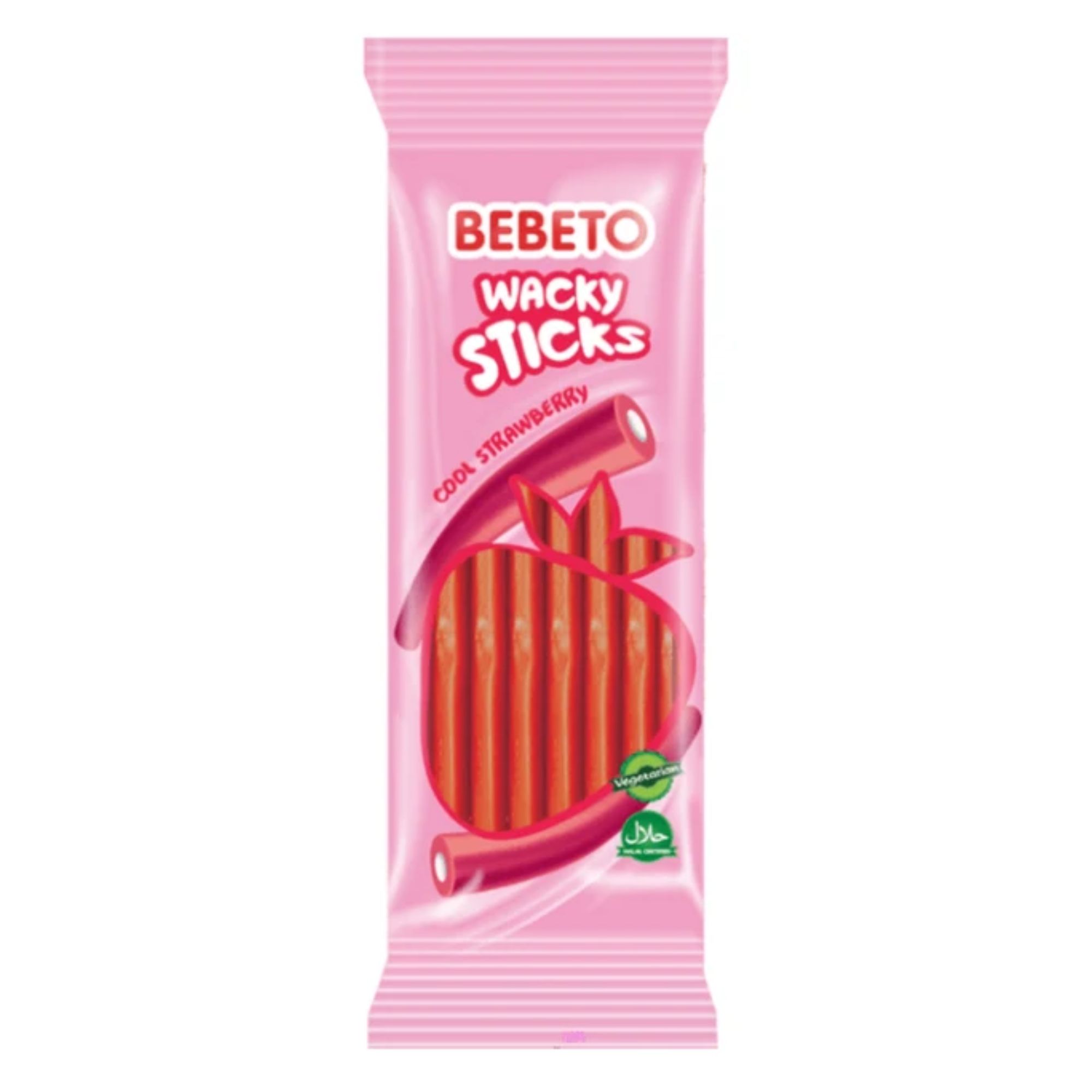 Bebeto Oiled Wacky Sticks Strawberry 140g pack shot