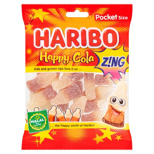 Haribo Bag Happy Cola Zing Halal 100g pack shot