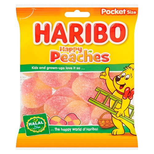 Haribo Bag Peaches Halal 100g pack shot