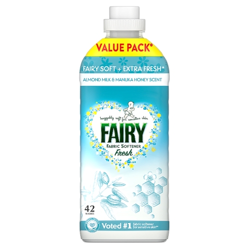 Fairy Fab Softener Almond Milk & Manuka Honey Liquid 42w 1.386Ltr pack shot