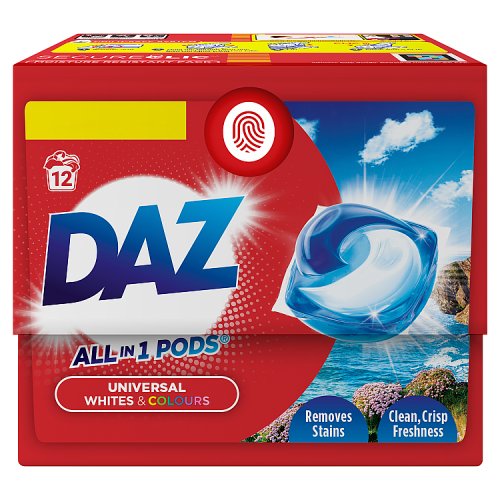 Daz Laundry Detergent Liquid Pods 12W 200g PMP pack shot
