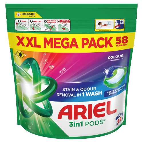 Ariel Colour Pods 58s pack shot