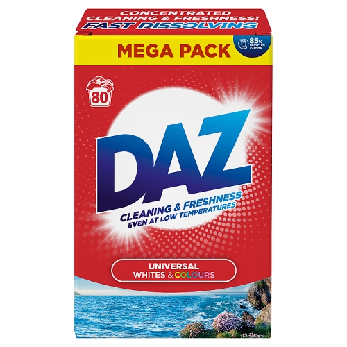 Daz Whites & Colours Laundry Powder 80 Washes 4kg pack shot