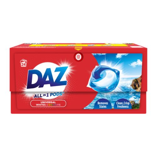 Daz Whites & Colours Laundry Pods 24 Washes pack shot