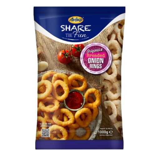 Aviko Breaded Onion Rings 1kg pack shot