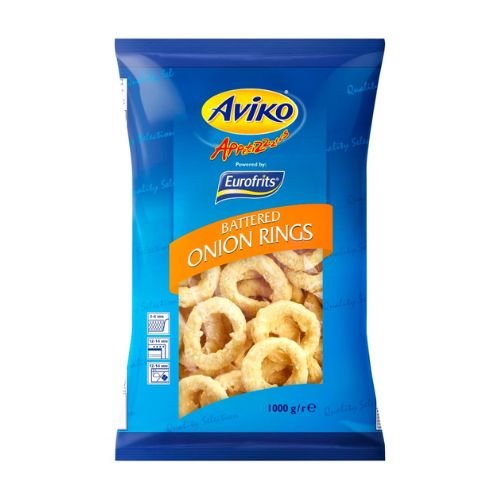Aviko Battered Onion Rings 1kg pack shot