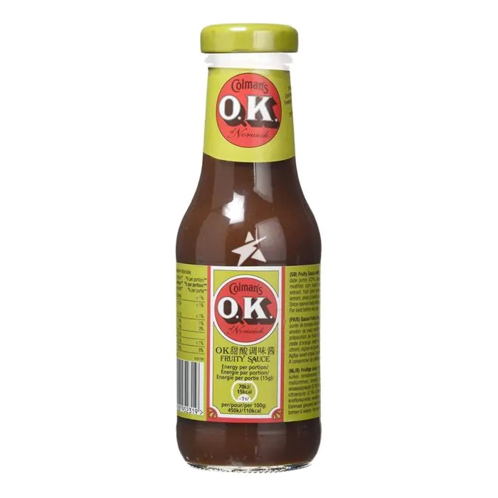 Colmans Ok Fruity Sauce Jar 335g pack shot