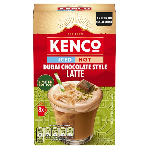 Kenco Iced Hot Dubai Chocolate 8 x 20.3g pack shot