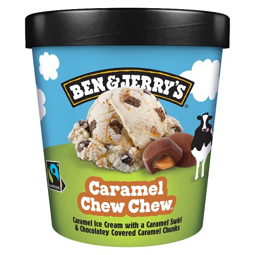 Ben & Jerrys Caramel Chew Chew Ice Cream 465ml pack shot