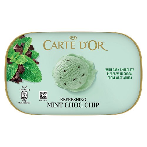 Carte D Or Mint Choc Chip RFA Ice Cream 900ml pack shot