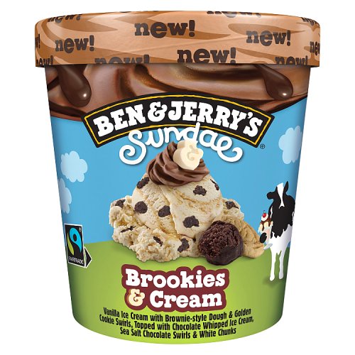 Ben & Jerrys Brookies & Cream Sundae 427ml pack shot