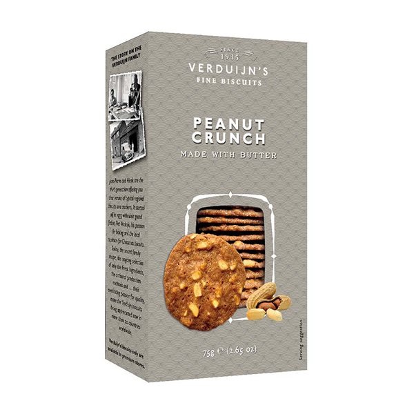 Verduijns Caramelised Peanut Biscuits 75g pack shot
