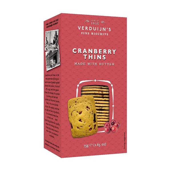 Verduijns Butter Bisc With Cranberry 75g pack shot