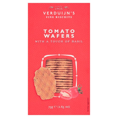 Verduijns Cheese Wafers With Basil & Tom 75g pack shot