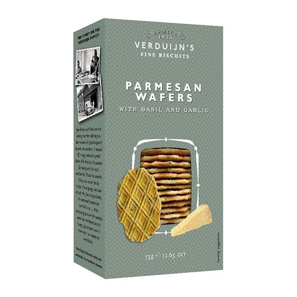 Verduijns Parm Wafers Wth Basil & Garlic 75g pack shot