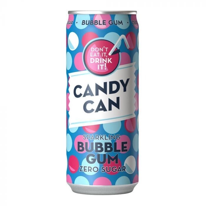 Candy Can Sparkling Bubble Gum Zero Sugar 330ml pack shot
