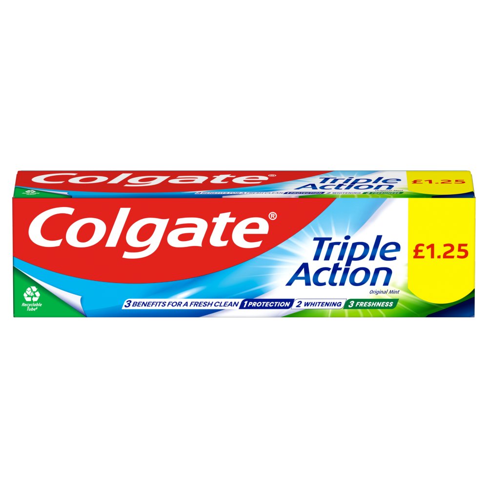 Colgate Triple Action Toothpaste 75ml PMP pack shot