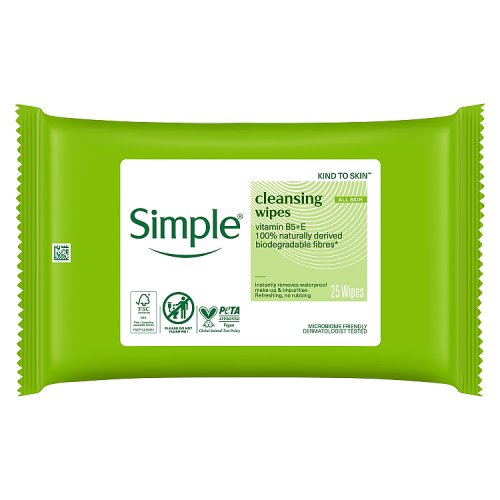 Simple Cleansing Faical Wipes Biodegrable 25s pack shot