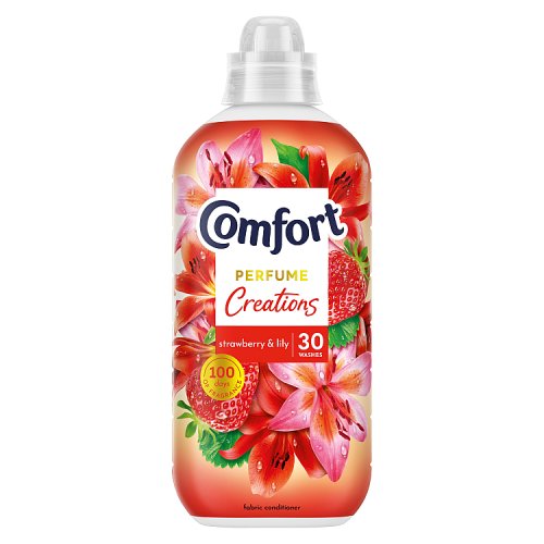 Comfort Fabric Conditioner Strawberry & Lily 30s 900ml pack shot