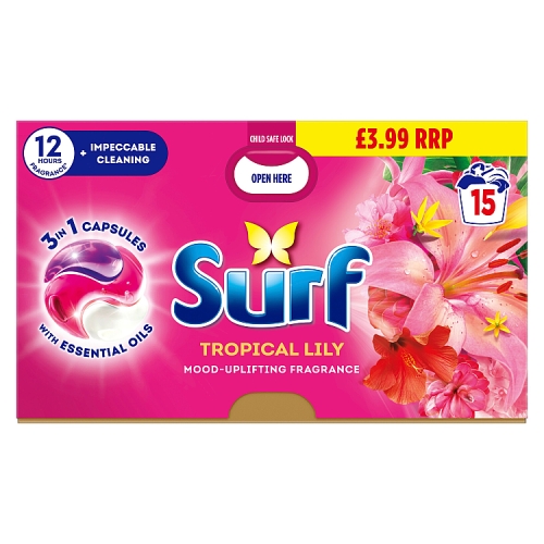 Surf 3in1 Tropical Lily Liquid Caps 15w 259.5g PMP pack shot