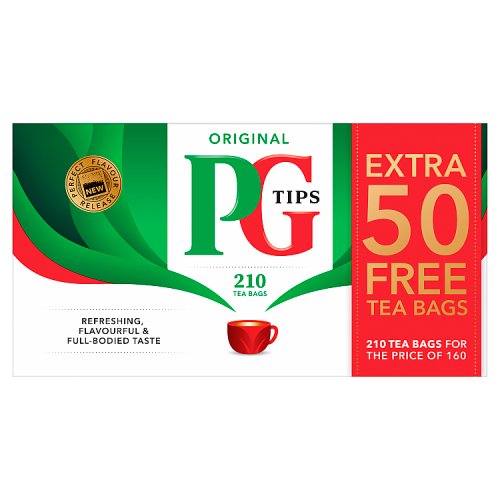 PG Tips Original 160+50Free 210g pack shot
