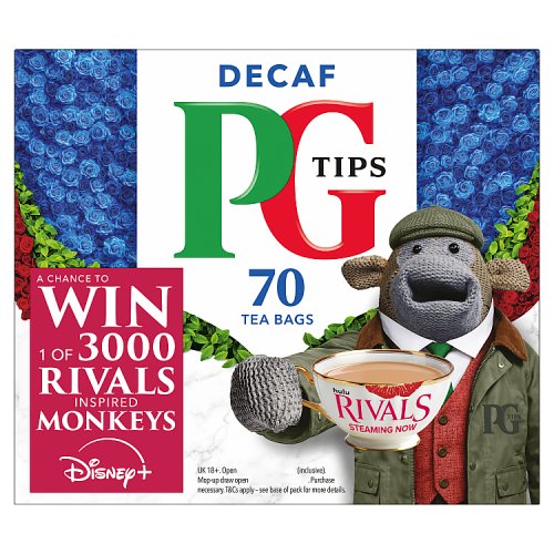 PG Tips Decaf Teabags 70s 203g pack shot