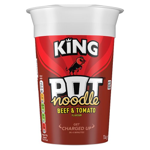 King Pot Noodle Beef & Tomato 114g pack shot