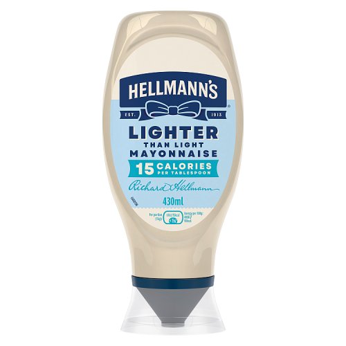 Hellmanns Lighter Than Light Mayonnaise Squeezy 430ml pack shot