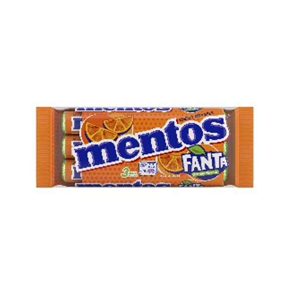 Mentos Rolls 3pk Fanta Orange (3 x 38g) pack shot